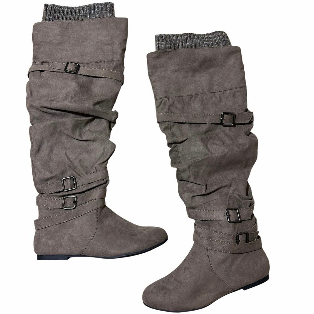 JustFab sweater cuff boots from, featuring a slouchy design